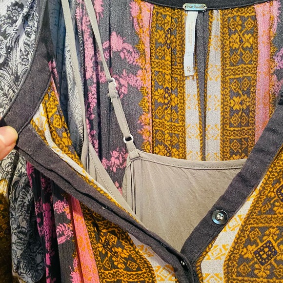 Free People Portobello Road Boho Hippie Tunic Cold Shoulder Dress Size XS - Picture 6 of 11